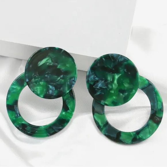 Zara Green Hoop Earrings - Picture 8 of 9